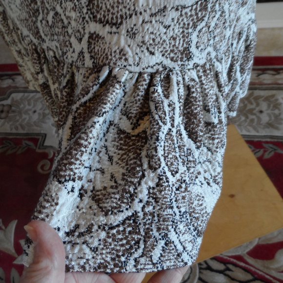 Chloe Brown Multi Python Print Knit Sheath Dress w/ Ruffle Hem Detail Size M - Picture 9 of 16